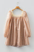 Floral Print Velvet Bow Lace Patchwork Long Sleeve Mini Dress