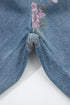 Floral Print Western Elastic Waist Pull On Denim Jeans