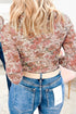 Floral Print Western Mock Neck Slim Long Sleeve Top