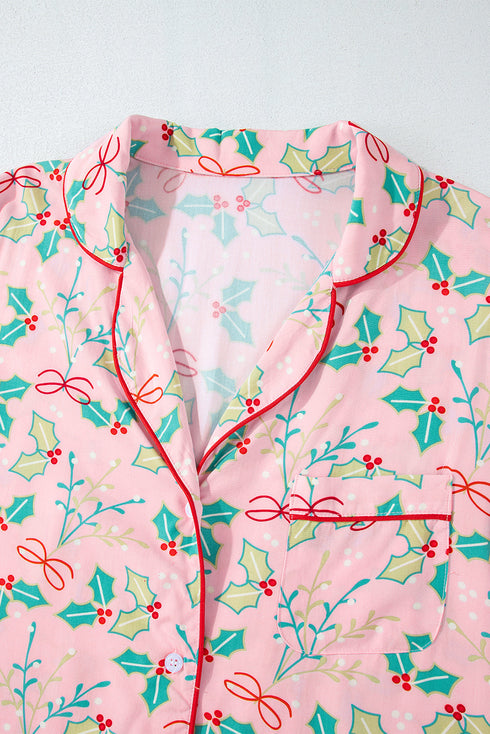 Floral Print Wide Leg Southern Belle Christmas Sleepwear