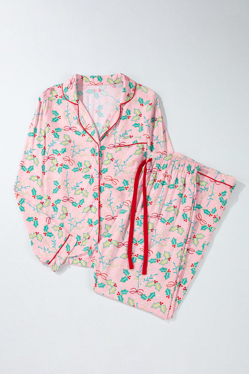 Floral Print Wide Leg Southern Belle Christmas Sleepwear