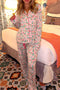 Floral Print Wide Leg Southern Belle Christmas Sleepwear