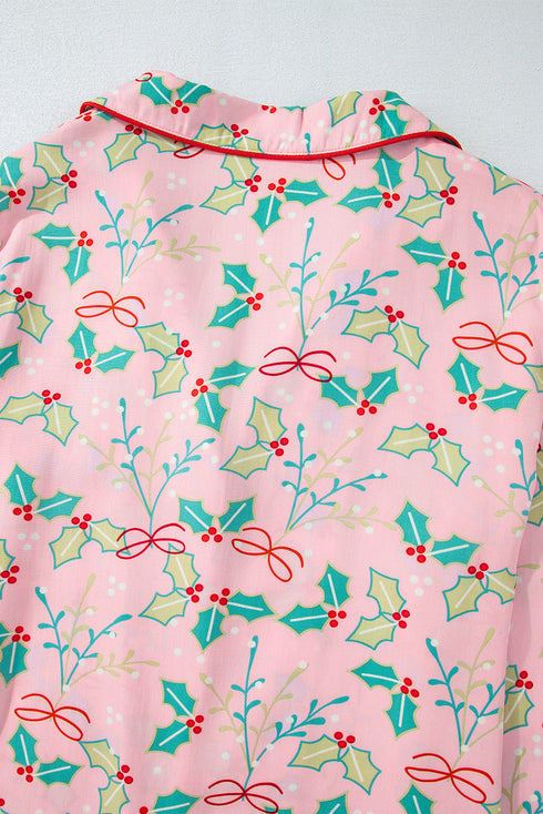 Floral Print Wide Leg Southern Belle Christmas Sleepwear