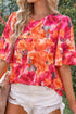 Floral Print Wide Sleeve Blouse