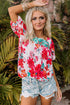 Floral Printed Embroidered Square Neck Blouse