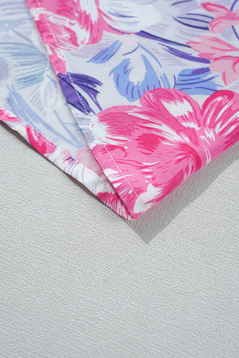 Floral Printed Sleeveless O Neck Knot Waist Maxi Dress