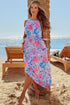 Floral Printed Sleeveless O Neck Knot Waist Maxi Dress