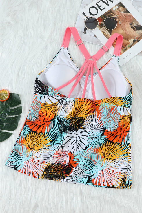 Floral Printed Strappy Racerback Tankini Swim Top