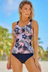 Floral Printed Strappy Racerback Tankini Swim Top