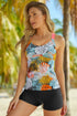 Floral Printed Strappy Racerback Tankini Swim Top