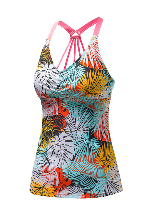 Floral Printed Strappy Racerback Tankini Swim Top