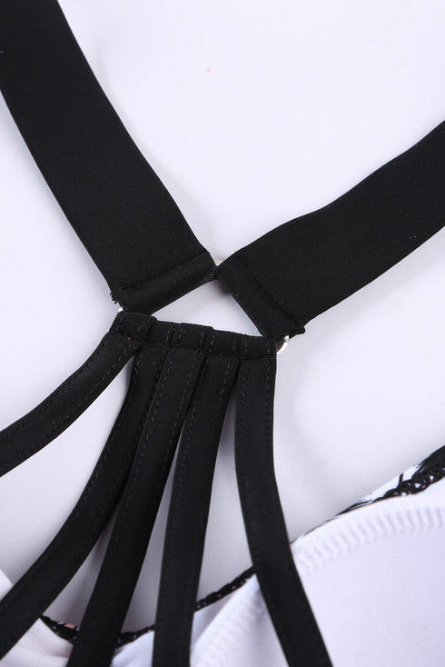 Floral Printed Strappy Racerback Tankini Swim Top