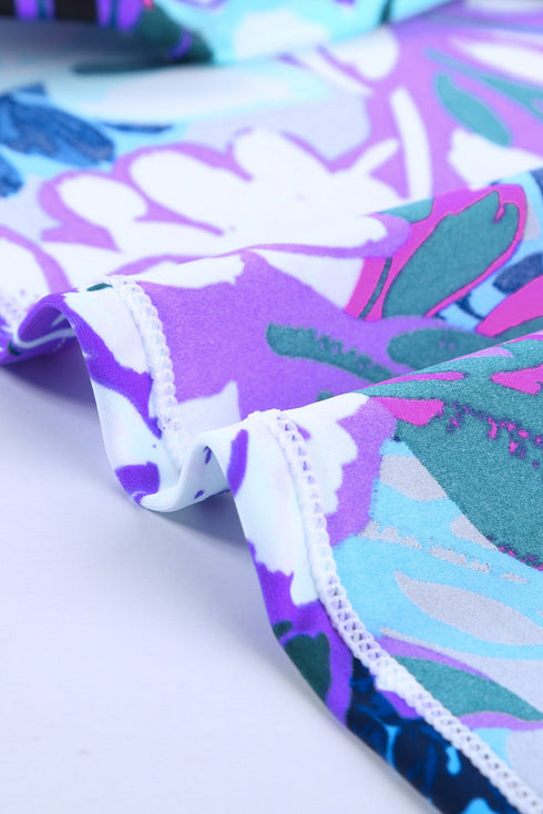 Floral Printed Strappy Racerback Tankini Swim Top