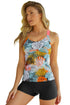 Floral Printed Strappy Racerback Tankini Swim Top