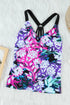 Floral Printed Strappy Racerback Tankini Swim Top