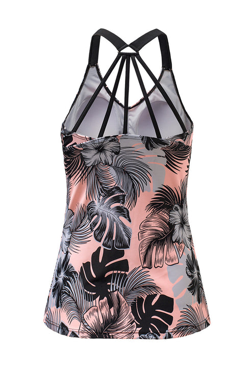 Floral Printed Strappy Racerback Tankini Swim Top
