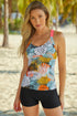 Floral Printed Strappy Racerback Tankini Swim Top