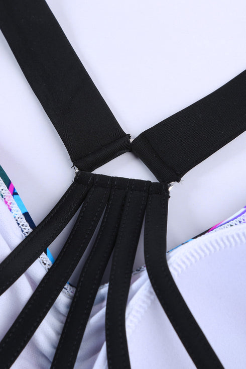 Floral Printed Strappy Racerback Tankini Swim Top