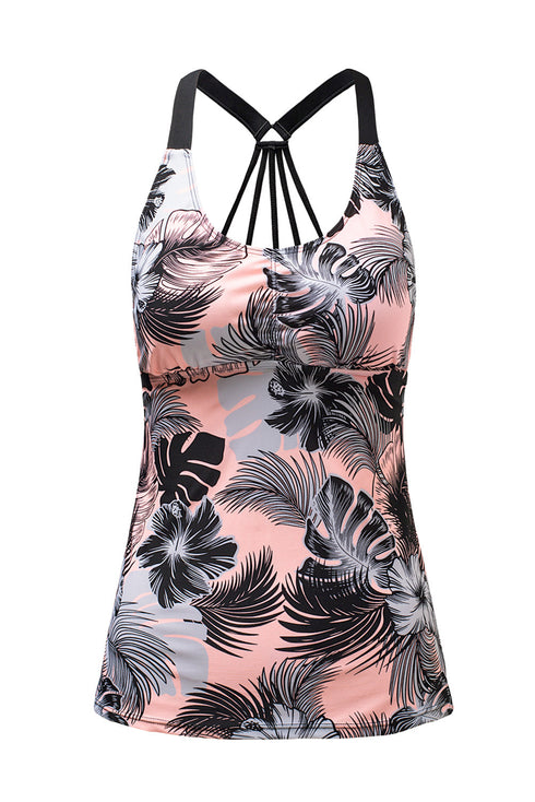 Floral Printed Strappy Racerback Tankini Swim Top