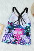 Floral Printed Strappy Racerback Tankini Swim Top