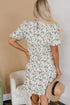 Floral Puff Short Sleeve Empire Waist Mini Dress