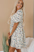 Floral Puff Short Sleeve Empire Waist Mini Dress