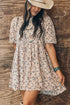 Floral Puff Short Sleeve Empire Waist Mini Dress
