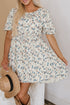 Floral Puff Short Sleeve Empire Waist Mini Dress