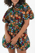 Floral Puff Short Sleeve Shirt Mini Dress