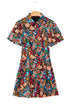 Floral Puff Short Sleeve Shirt Mini Dress