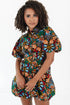 Floral Puff Short Sleeve Shirt Mini Dress