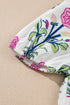 Floral Puff Short Sleeve V Neck High Waist Maxi Dress