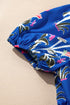 Floral Puff Short Sleeve V Neck High Waist Maxi Dress