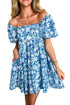 Floral Puff Sleeve Babydoll Mini Dress