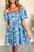 Floral Puff Sleeve Babydoll Mini Dress