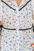 Floral Puff Sleeve Contrast Piping Button Down Blouse