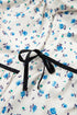 Floral Puff Sleeve Contrast Piping Button Down Blouse