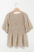 Floral Puff Sleeve Smocked Waist Peplum Top