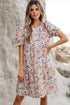 Floral Puff Sleeve Tiered Babydoll Pocket Dress