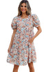 Floral Puff Sleeve Tiered Babydoll Pocket Dress