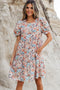 Floral Puff Sleeve Tiered Babydoll Pocket Dress