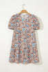 Floral Puff Sleeve Tiered Babydoll Pocket Dress