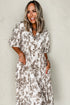 Floral Puff Sleeve V Neck Buttoned Front Maxi Dress