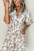 Floral Puff Sleeve V Neck Buttoned Front Maxi Dress