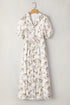 Floral Puff Sleeve V Neck Buttoned Front Maxi Dress