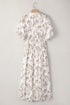 Floral Puff Sleeve V Neck Buttoned Front Maxi Dress