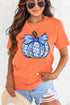 Floral Pumpkin And Bow Graphic Soft Blend Tee