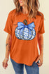 Floral Pumpkin And Bow Graphic Soft Blend Tee