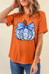 Floral Pumpkin And Bow Graphic Soft Blend Tee