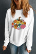 Floral Pumpkin Graphic Crew Neck Pullover Sweatshirt